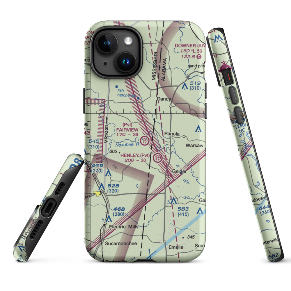 Fairview Farms Airport (3MS8) VFR Sectional  Tough iPhone Case iPhone 15 Plus model shown