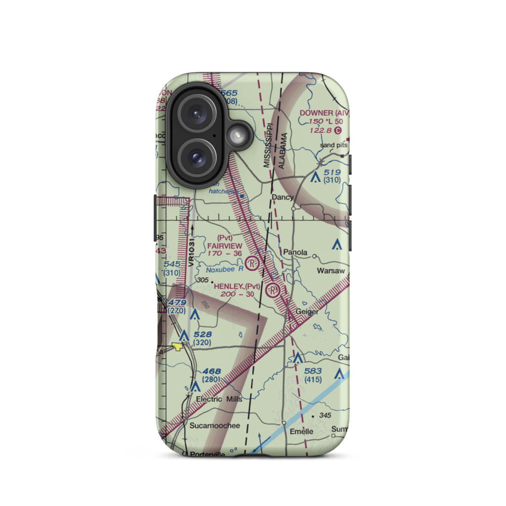 Fairview Farms Airport (3MS8) VFR Sectional  Tough iPhone Case iPhone 16 model shown