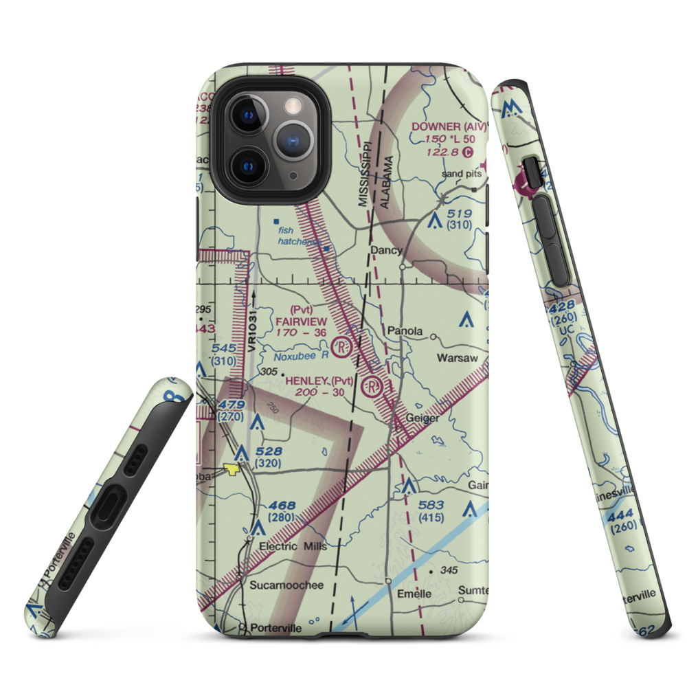 Fairview Farms Airport (3MS8) VFR Sectional  Tough iPhone Case iPhone 11 Pro Max model shown