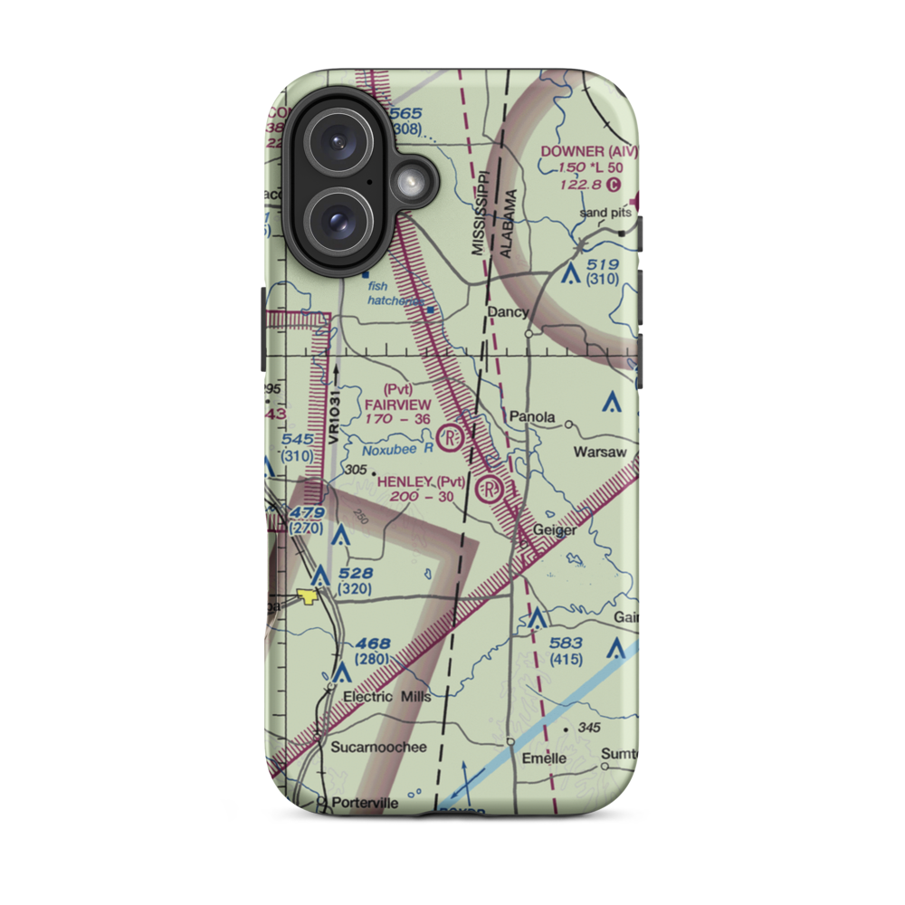 Fairview Farms Airport (3MS8) VFR Sectional  Tough iPhone Case iPhone 16 Plus model shown