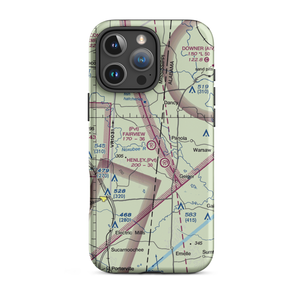 Fairview Farms Airport (3MS8) VFR Sectional  Tough iPhone Case iPhone 16 Pro Max model shown