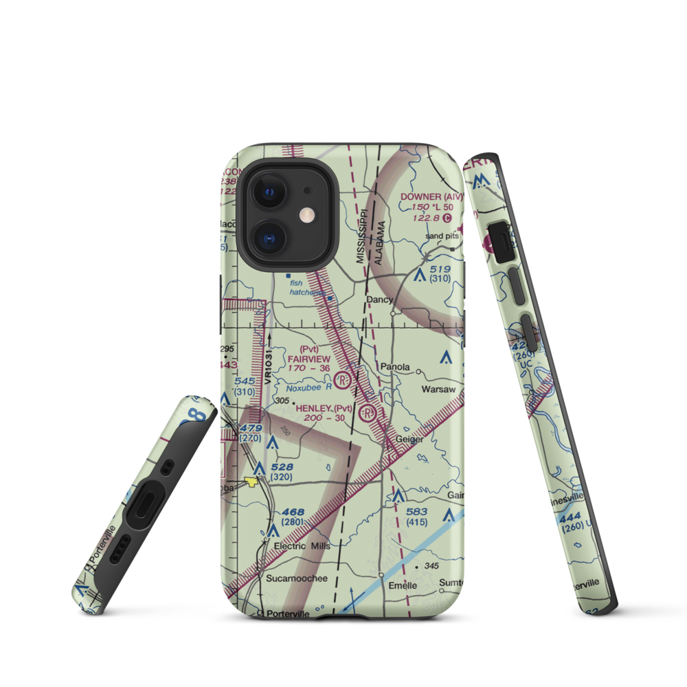 Fairview Farms Airport (3MS8) VFR Sectional  Tough iPhone Case iPhone 12 mini model shown