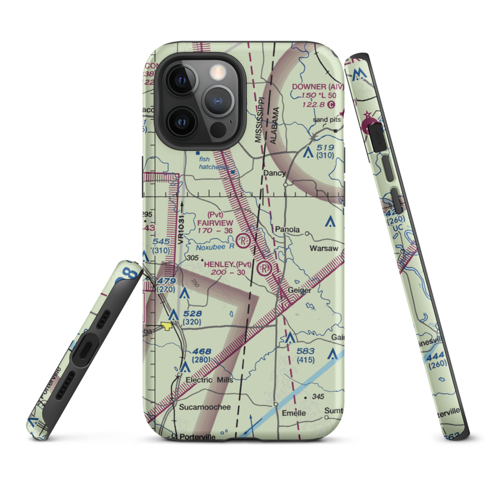 Fairview Farms Airport (3MS8) VFR Sectional  Tough iPhone Case iPhone 12 Pro Max model shown