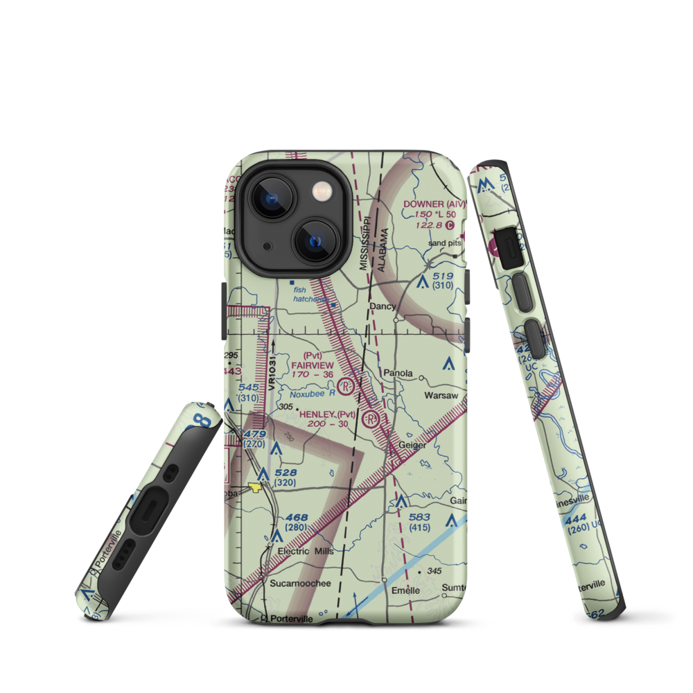 Fairview Farms Airport (3MS8) VFR Sectional  Tough iPhone Case iPhone 13 mini model shown