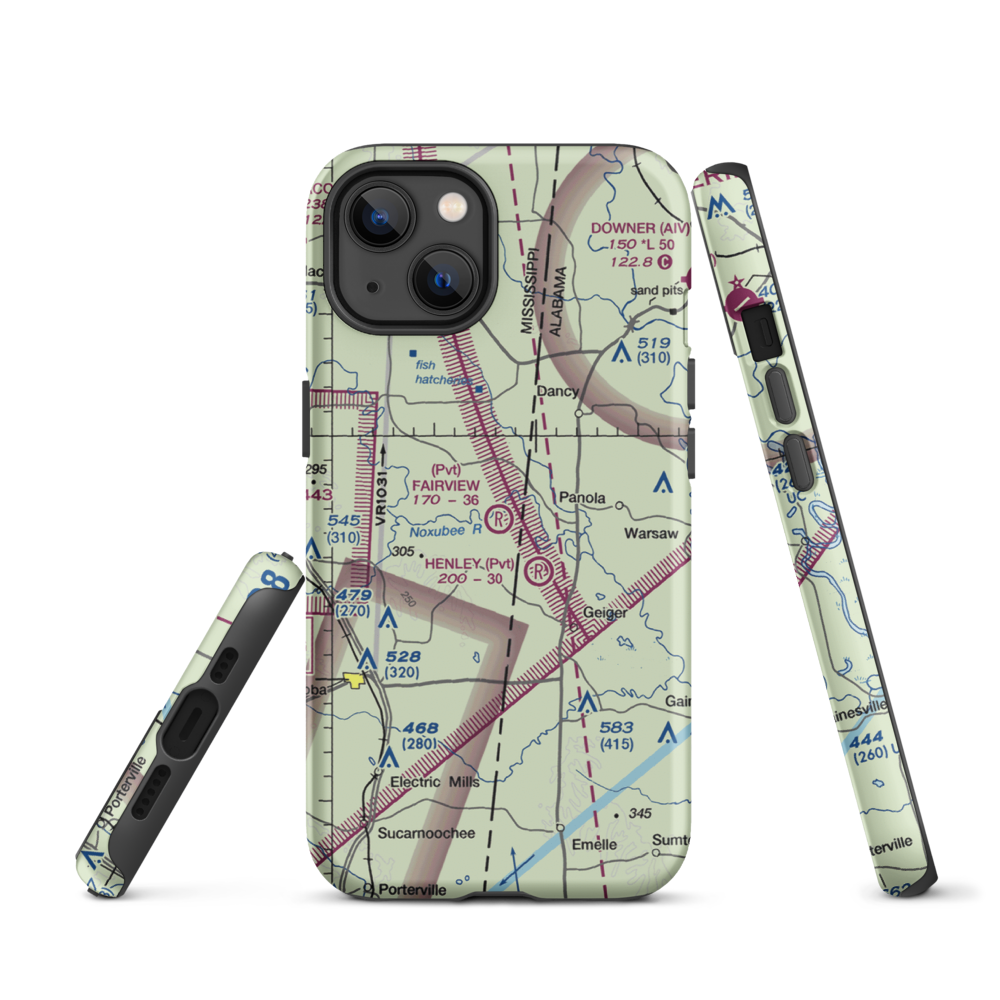 Fairview Farms Airport (3MS8) VFR Sectional  Tough iPhone Case iPhone 13 model shown