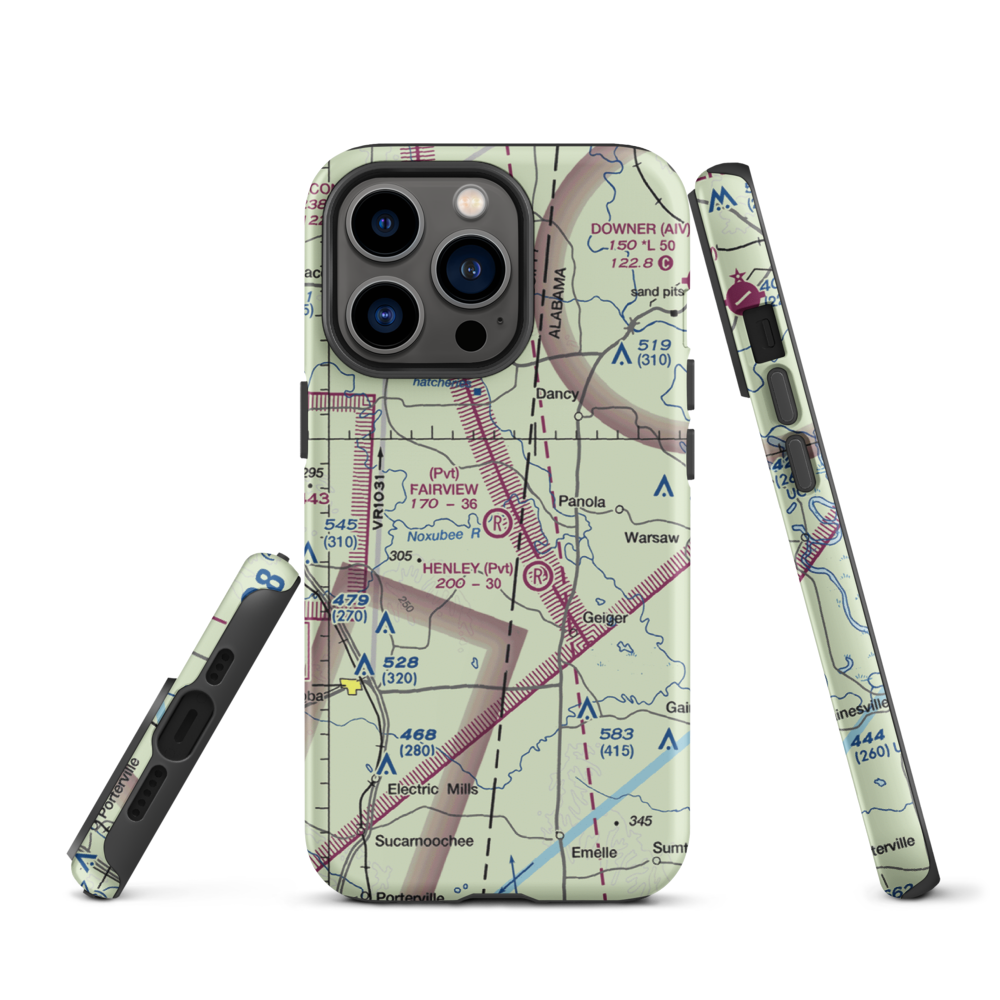 Fairview Farms Airport (3MS8) VFR Sectional  Tough iPhone Case iPhone 13 Pro model shown