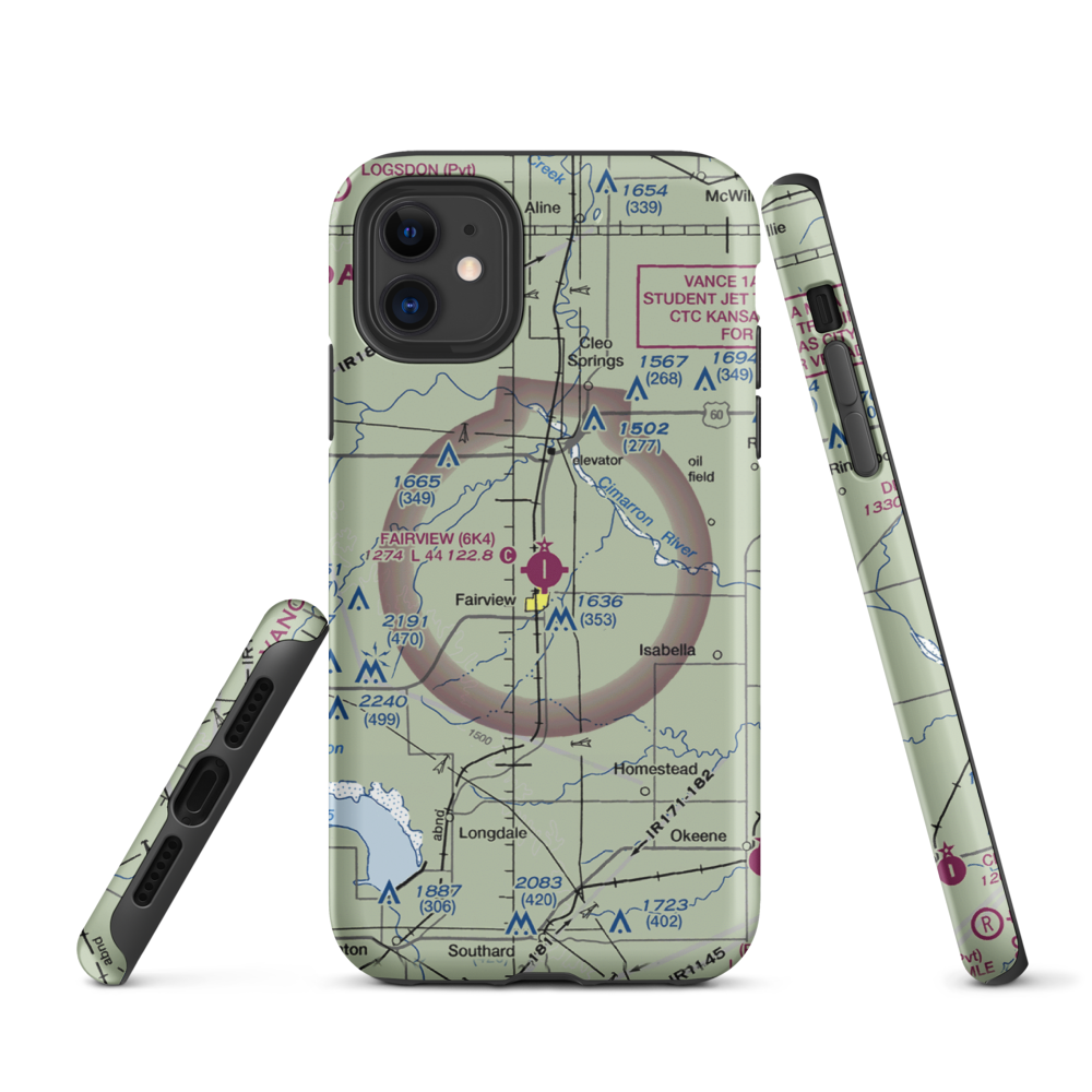 Fairview Municipal Airport (6K4) VFR Sectional  Tough iPhone Case iPhone 11 model shown
