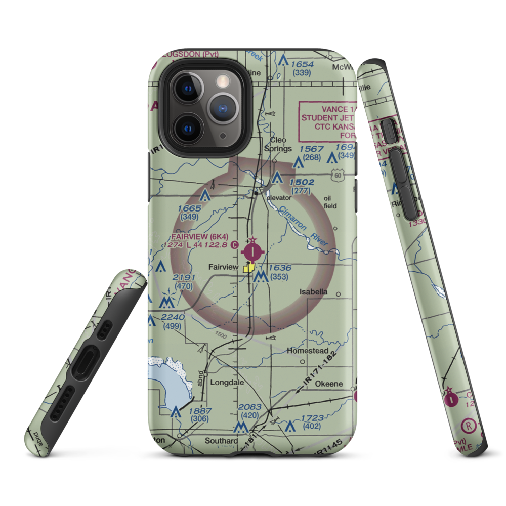 Fairview Municipal Airport (6K4) VFR Sectional  Tough iPhone Case iPhone 11 Pro model shown