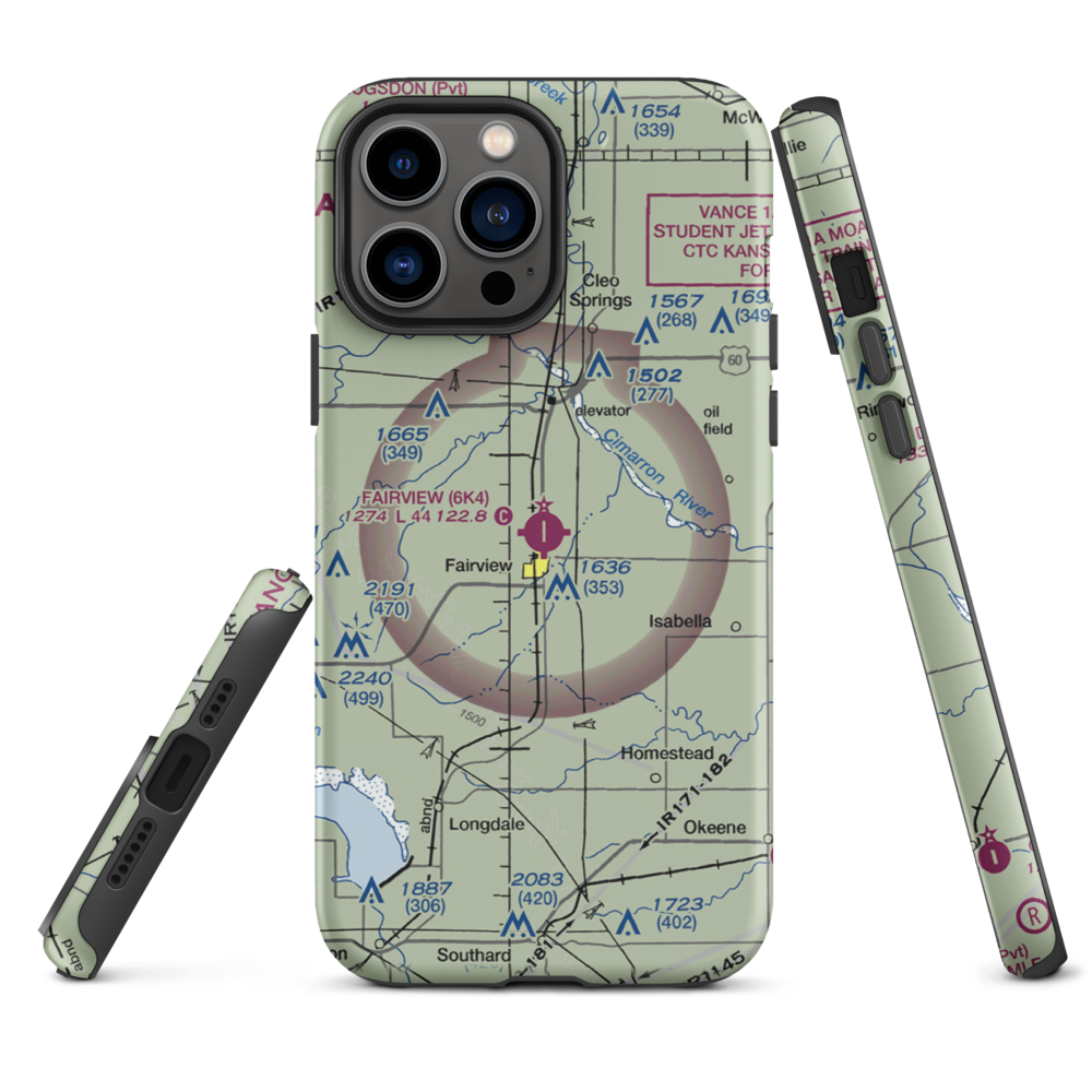 Fairview Municipal Airport (6K4) VFR Sectional  Tough iPhone Case iPhone 13 Pro Max model shown