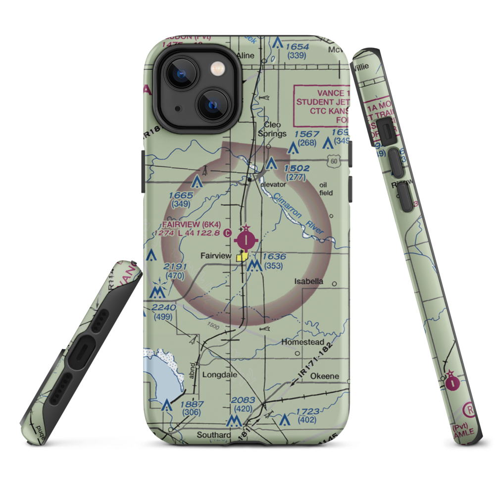 Fairview Municipal Airport (6K4) VFR Sectional  Tough iPhone Case iPhone 14 Plus model shown