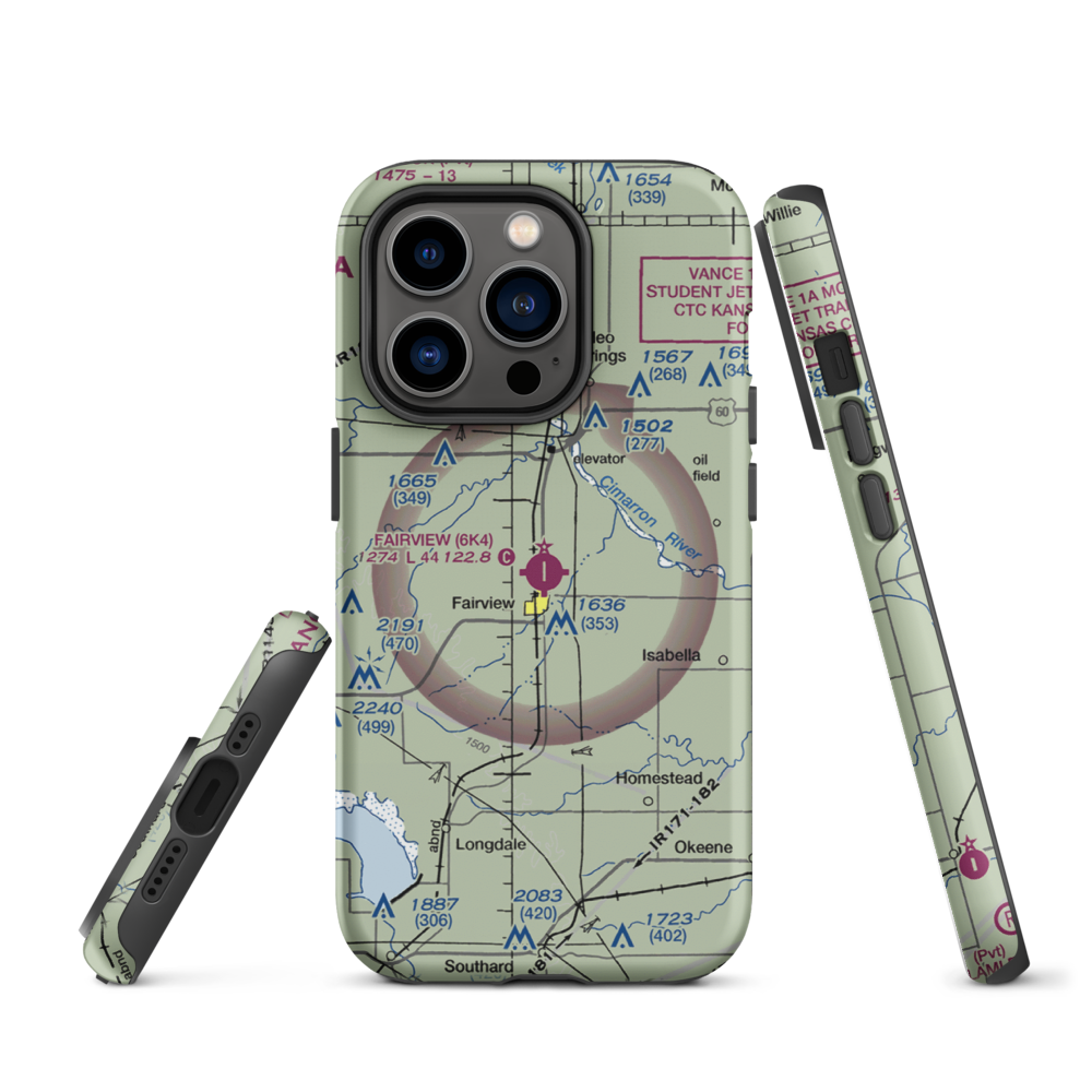 Fairview Municipal Airport (6K4) VFR Sectional  Tough iPhone Case iPhone 14 Pro model shown
