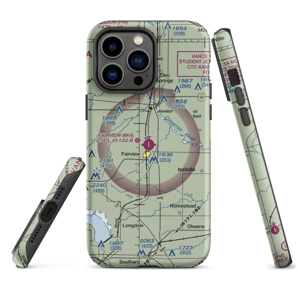 Fairview Municipal Airport (6K4) VFR Sectional  Tough iPhone Case iPhone 14 Pro Max model shown