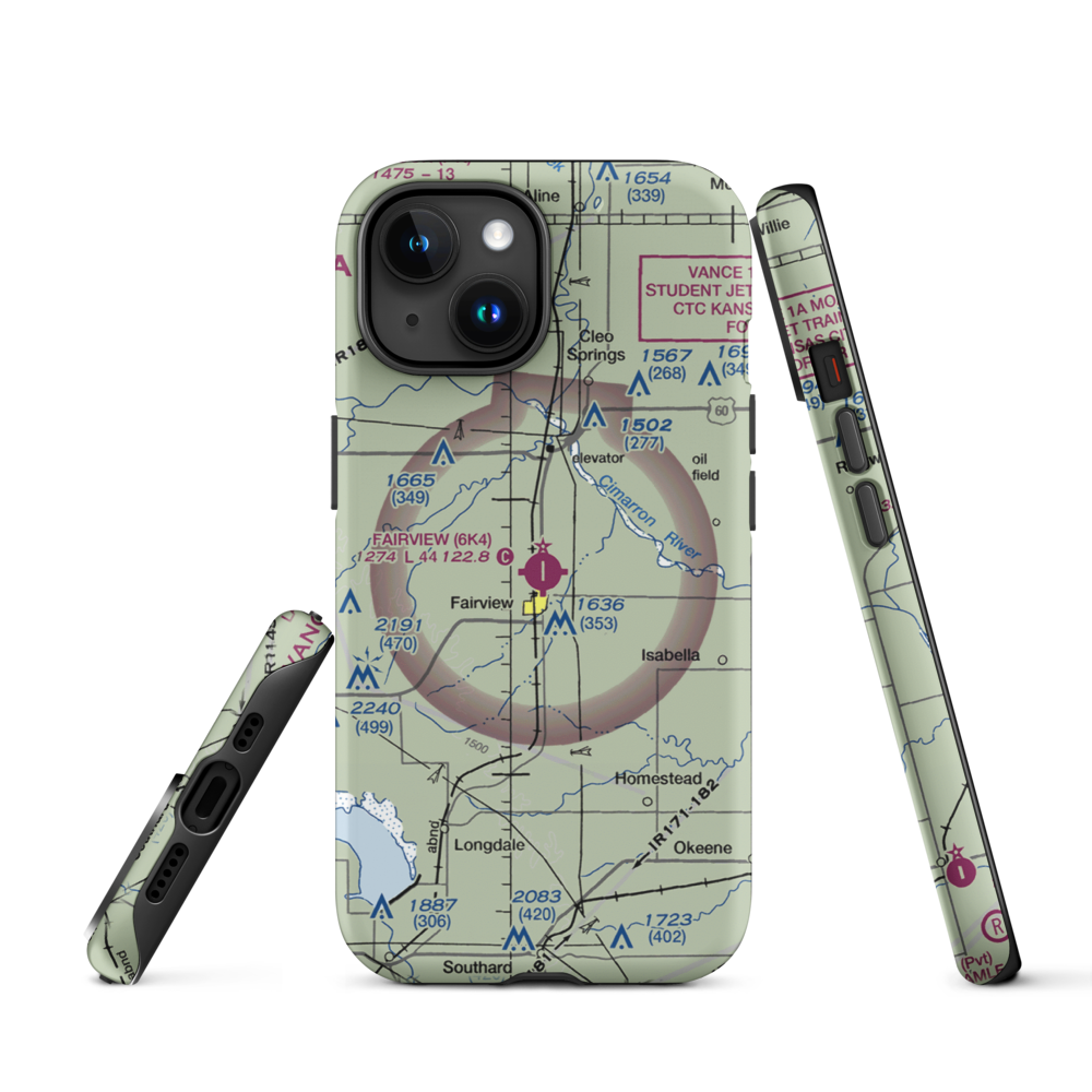 Fairview Municipal Airport (6K4) VFR Sectional  Tough iPhone Case iPhone 15 model shown