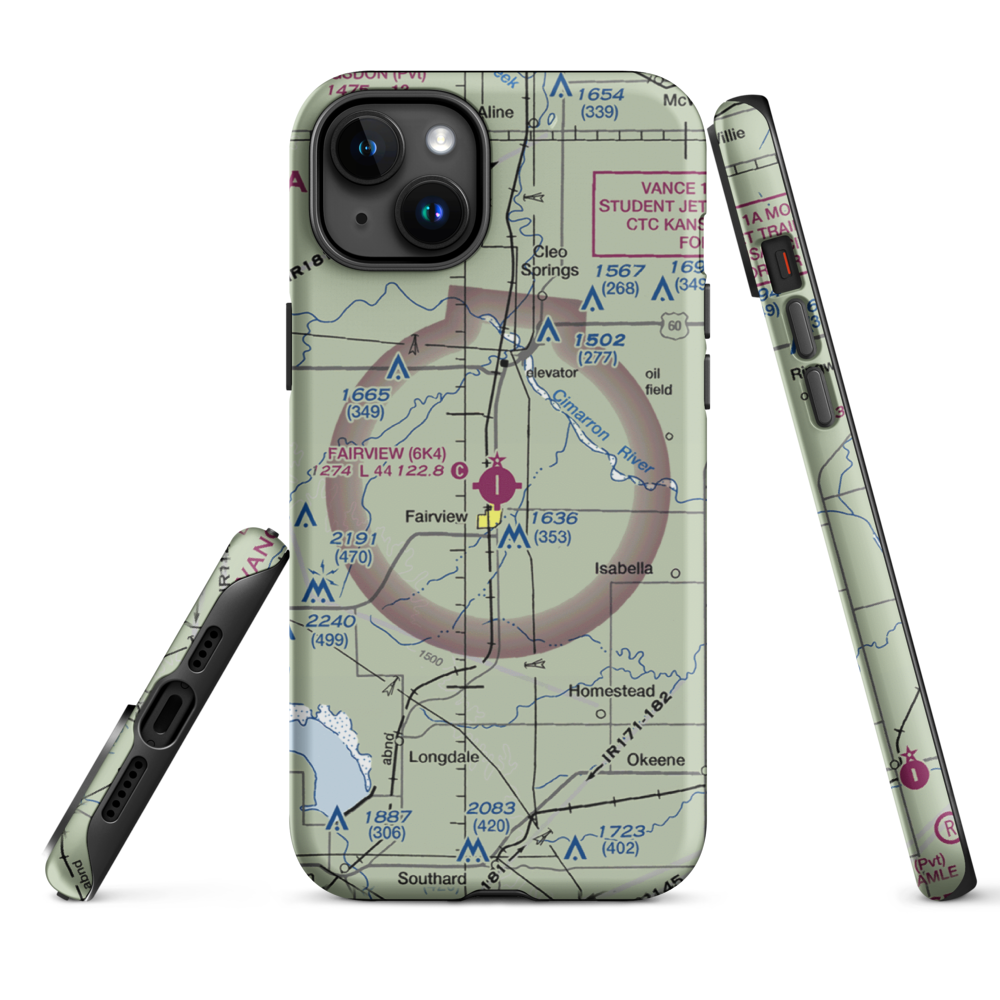 Fairview Municipal Airport (6K4) VFR Sectional  Tough iPhone Case iPhone 15 Plus model shown
