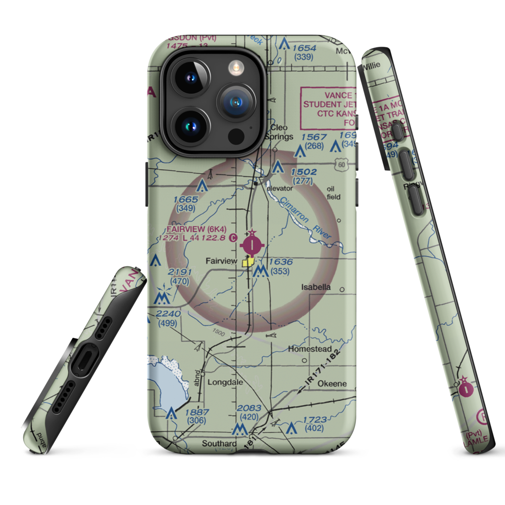 Fairview Municipal Airport (6K4) VFR Sectional  Tough iPhone Case iPhone 15 Pro Max model shown