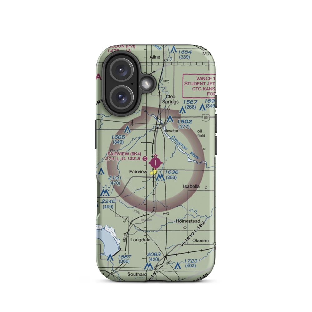 Fairview Municipal Airport (6K4) VFR Sectional  Tough iPhone Case iPhone 16 model shown