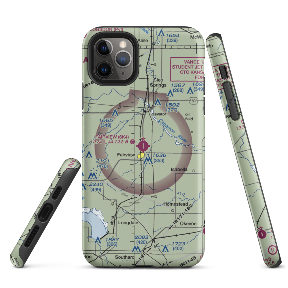 Fairview Municipal Airport (6K4) VFR Sectional  Tough iPhone Case iPhone 11 Pro Max model shown