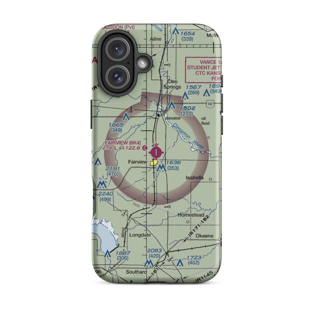 Fairview Municipal Airport (6K4) VFR Sectional  Tough iPhone Case iPhone 16 Plus model shown