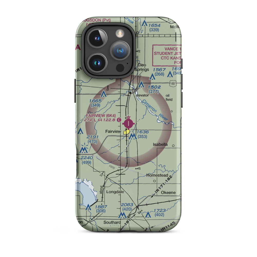 Fairview Municipal Airport (6K4) VFR Sectional  Tough iPhone Case iPhone 16 Pro Max model shown