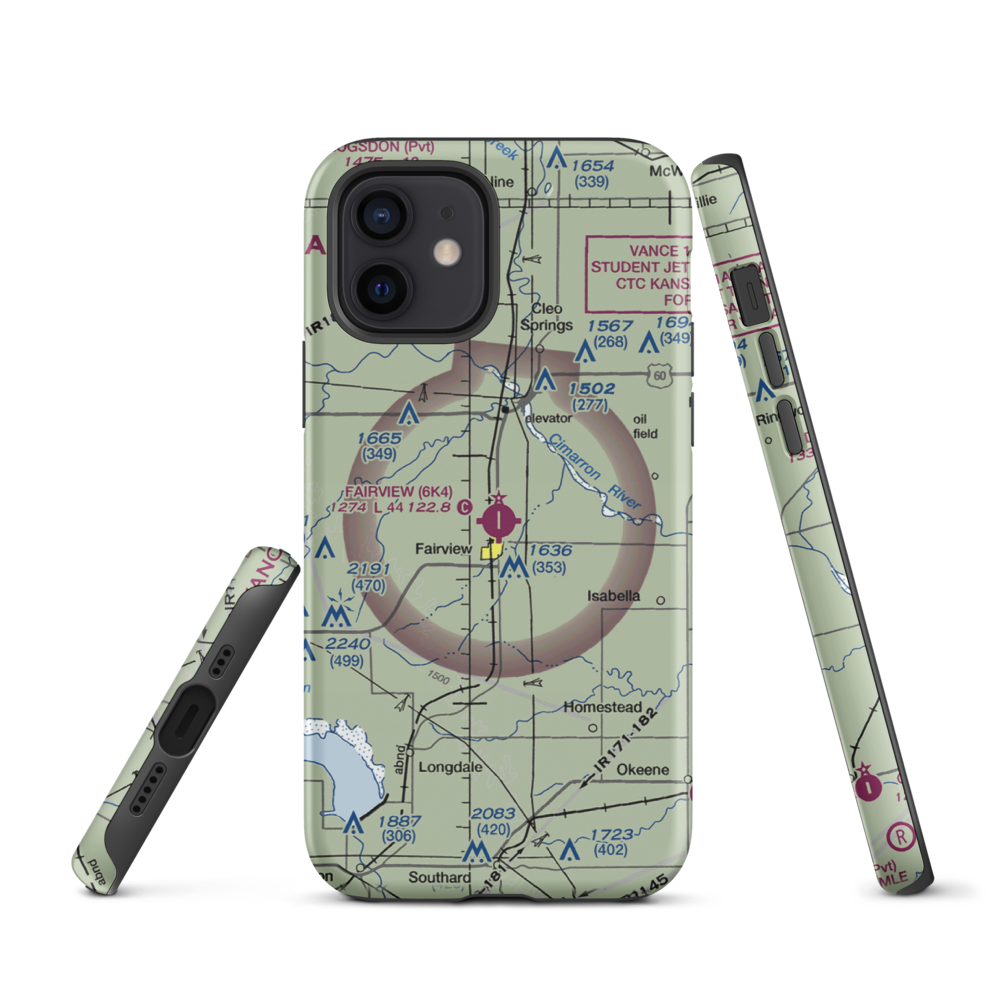 Fairview Municipal Airport (6K4) VFR Sectional  Tough iPhone Case iPhone 12 model shown