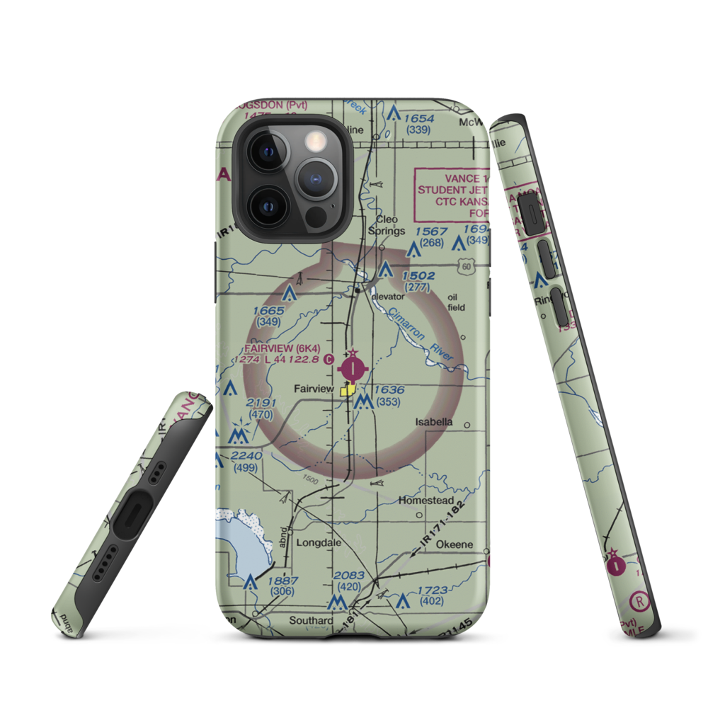 Fairview Municipal Airport (6K4) VFR Sectional  Tough iPhone Case iPhone 12 Pro model shown