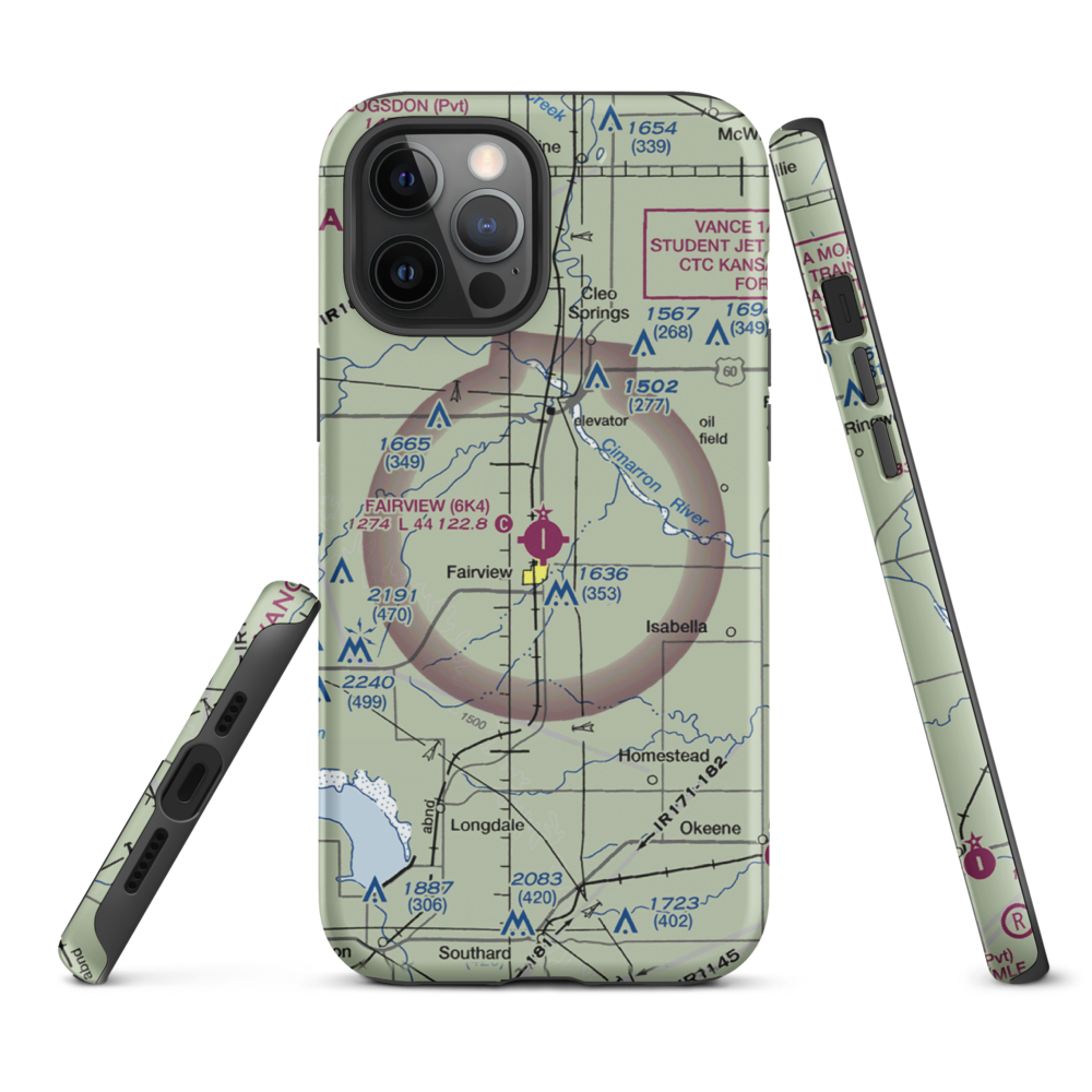 Fairview Municipal Airport (6K4) VFR Sectional  Tough iPhone Case iPhone 12 Pro Max model shown