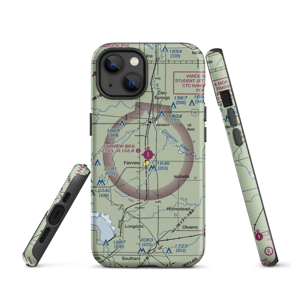 Fairview Municipal Airport (6K4) VFR Sectional  Tough iPhone Case iPhone 13 model shown