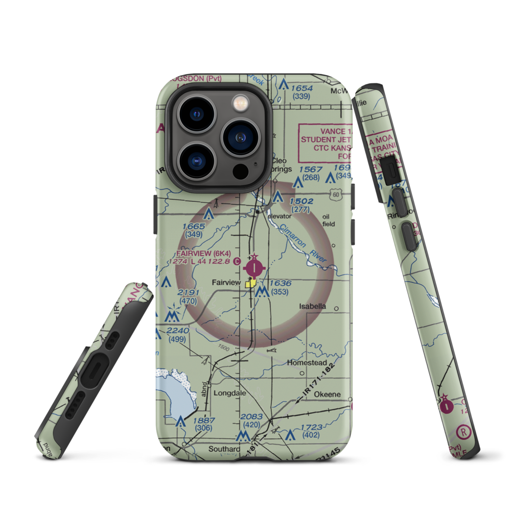 Fairview Municipal Airport (6K4) VFR Sectional  Tough iPhone Case iPhone 13 Pro model shown