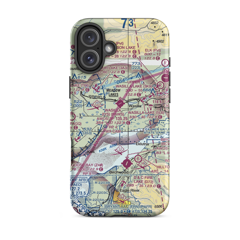 Fairview West Airport (AK58) VFR Sectional  Tough iPhone Case iPhone 16 Plus model shown