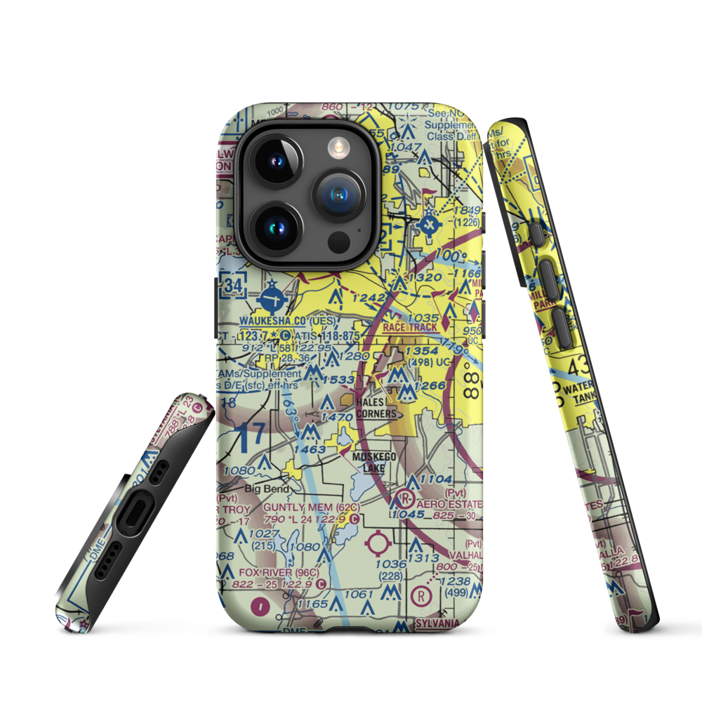 Faken Airport (9WI4) VFR Sectional  Tough iPhone Case iPhone 15 Pro model shown