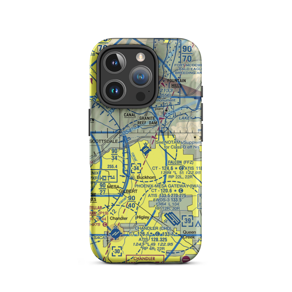 Falcon Field (FFZ) VFR Sectional  Tough iPhone Case iPhone 16 Pro model shown