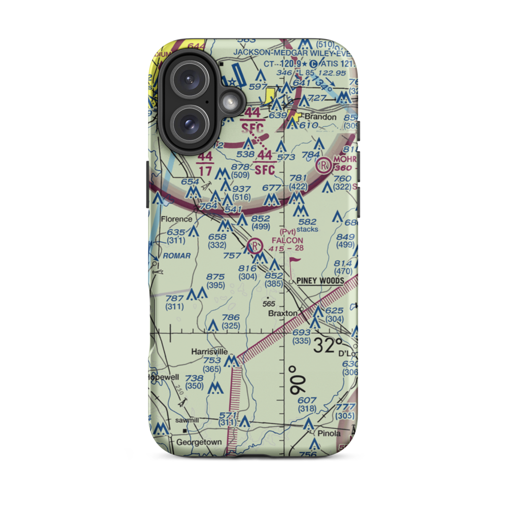 Falcon Field (MS69) VFR Sectional  Tough iPhone Case iPhone 16 Plus model shown