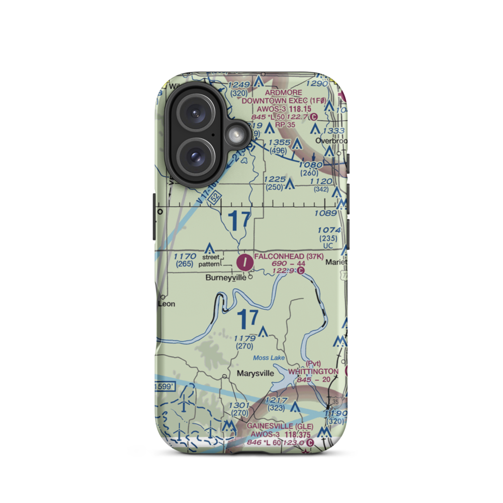 Falconhead Airport (37K) VFR Sectional  Tough iPhone Case iPhone 16 model shown