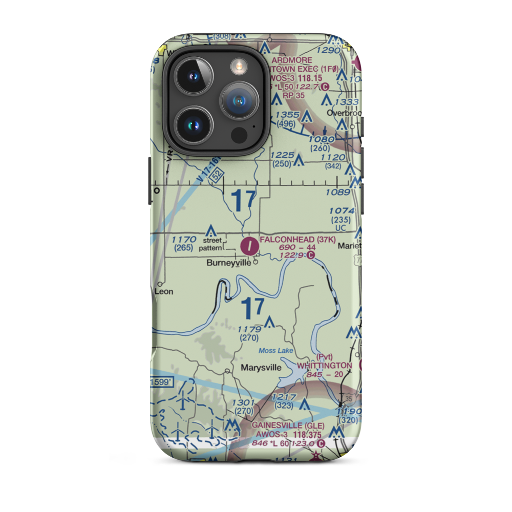 Falconhead Airport (37K) VFR Sectional  Tough iPhone Case iPhone 16 Pro Max model shown