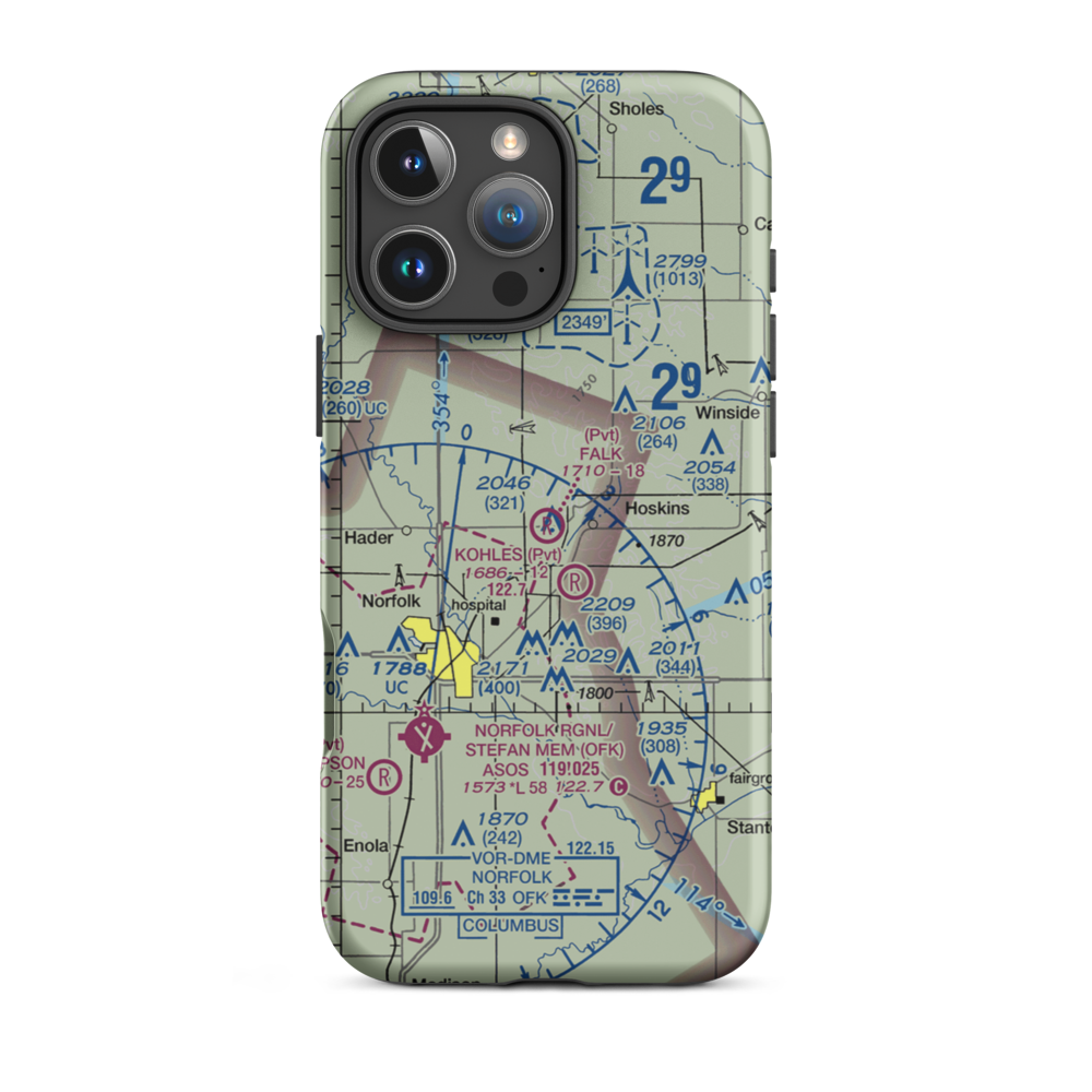 Falk Air Field (NE67) VFR Sectional  Tough iPhone Case iPhone 16 Pro Max model shown