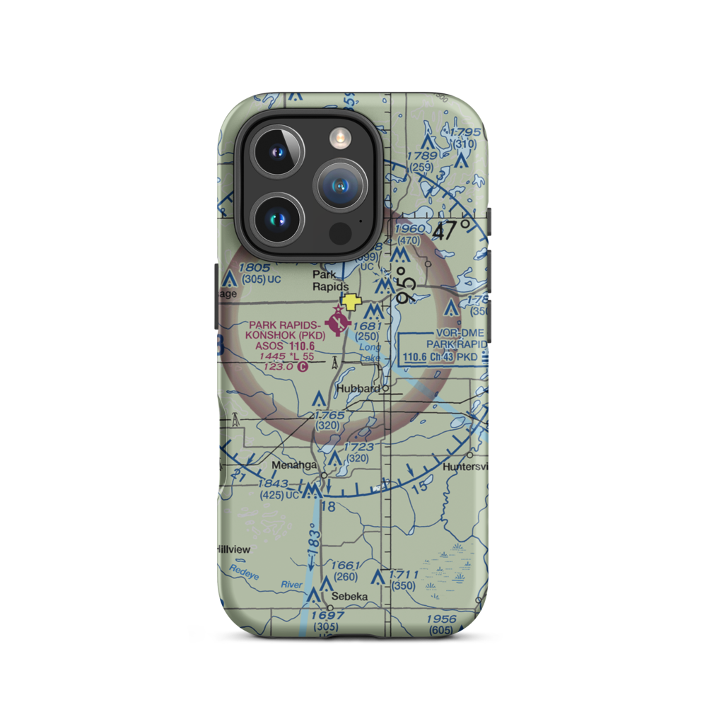 Falk Private Airport (MY24) VFR Sectional  Tough iPhone Case iPhone 16 Pro model shown