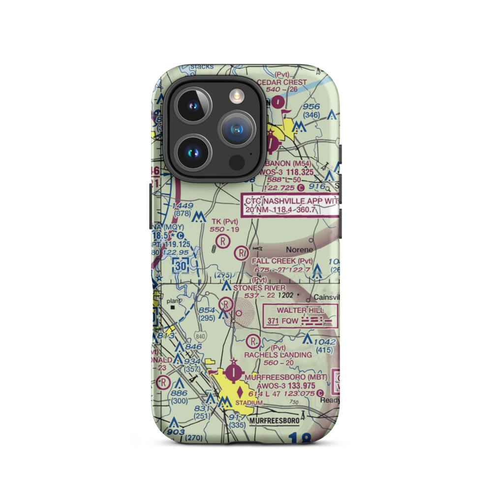 Fall Creek Field (TN96) VFR Sectional  Tough iPhone Case iPhone 16 Pro model shown