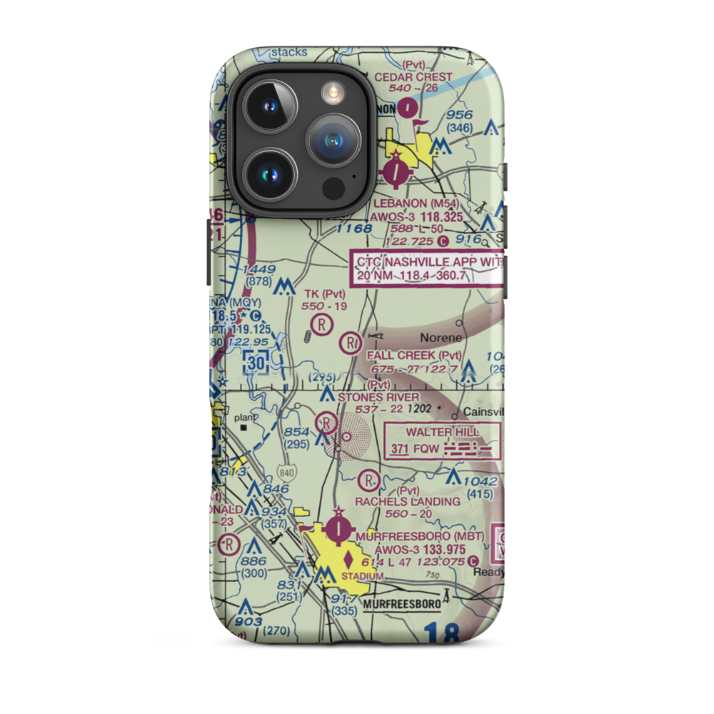 Fall Creek Field (TN96) VFR Sectional  Tough iPhone Case iPhone 16 Pro Max model shown