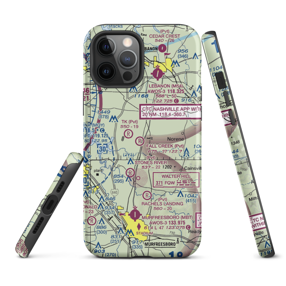 Fall Creek Field (TN96) VFR Sectional  Tough iPhone Case iPhone 12 Pro Max model shown