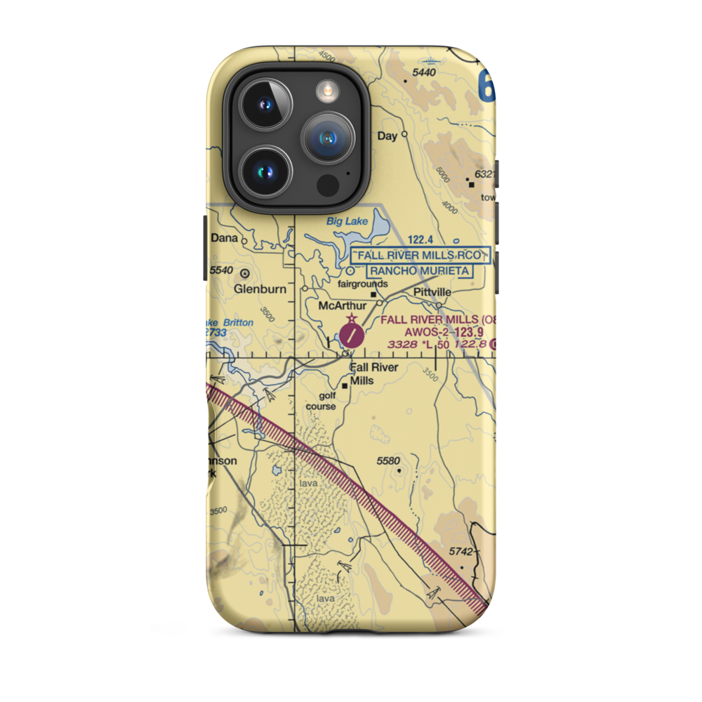 Fall River Mills Airport (O89) VFR Sectional  Tough iPhone Case iPhone 16 Pro Max model shown
