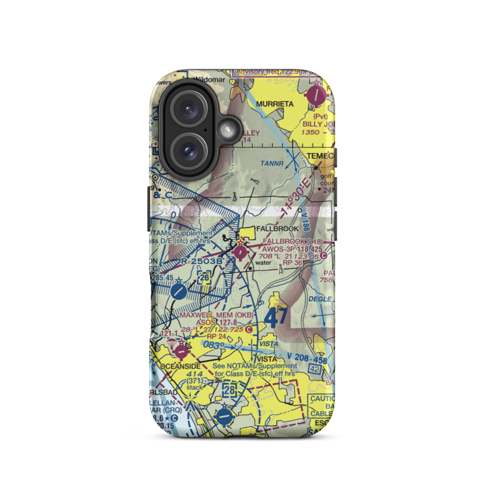 Fallbrook Community Airpark (L18) VFR Sectional  Tough iPhone Case iPhone 16 model shown