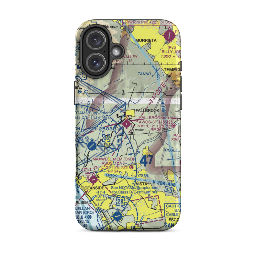 Fallbrook Community Airpark (L18) VFR Sectional  Tough iPhone Case iPhone 16 Plus model shown