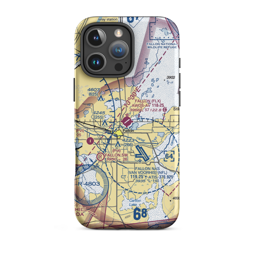 Fallon Municipal Airport (FLX) VFR Sectional  Tough iPhone Case iPhone 16 Pro Max model shown