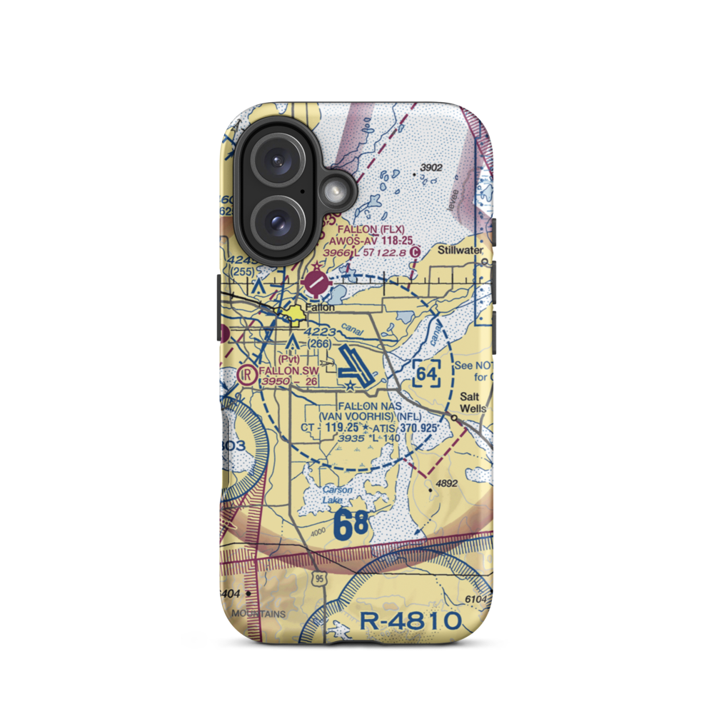 Fallon Naval Air Station (NFL) VFR Sectional  Tough iPhone Case iPhone 16 model shown