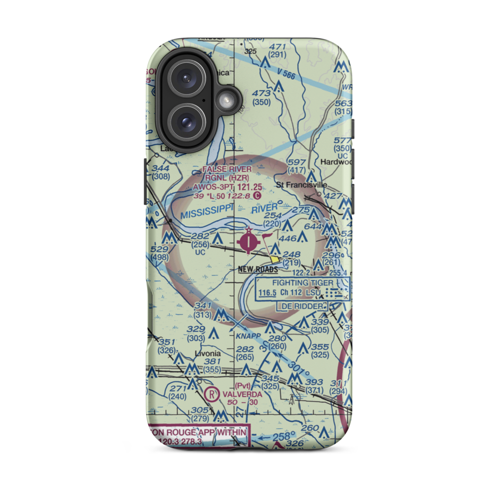 False River Regional Airport (HZR) VFR Sectional  Tough iPhone Case iPhone 16 Plus model shown