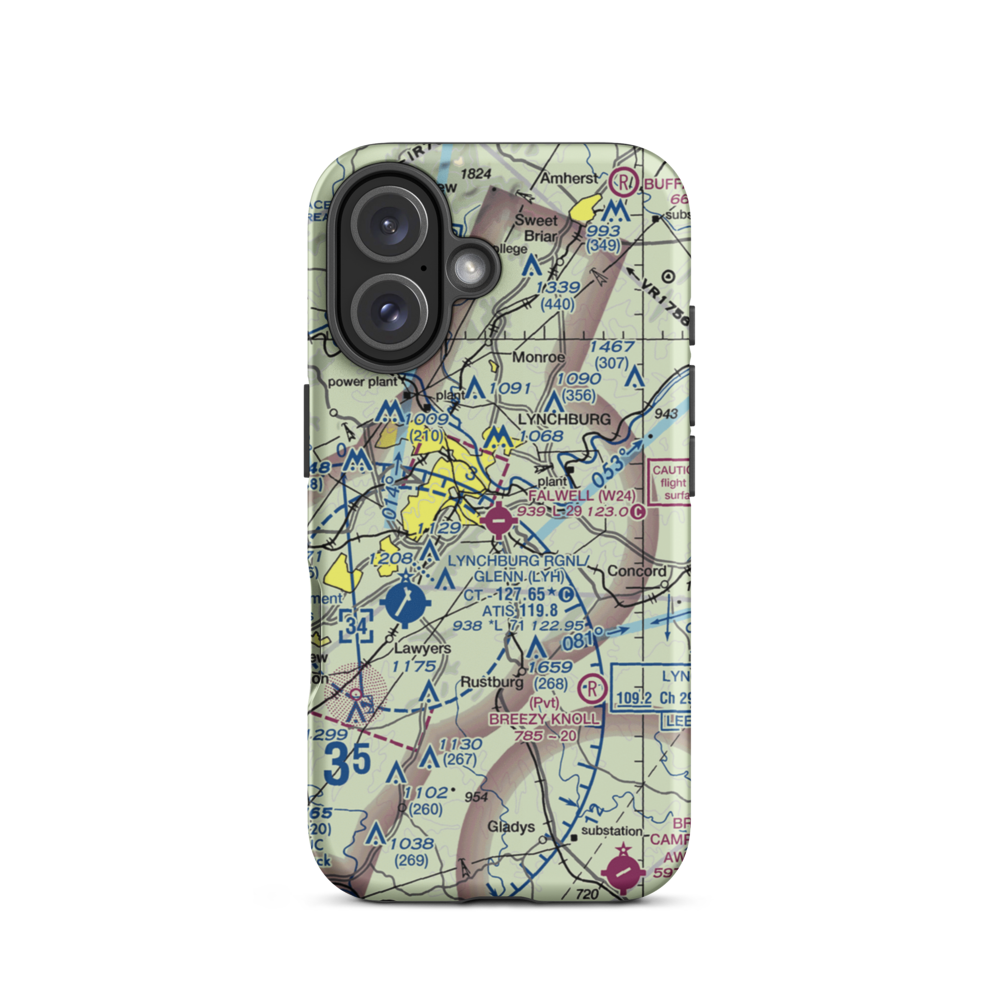 Falwell Airport (W24) VFR Sectional  Tough iPhone Case iPhone 16 model shown