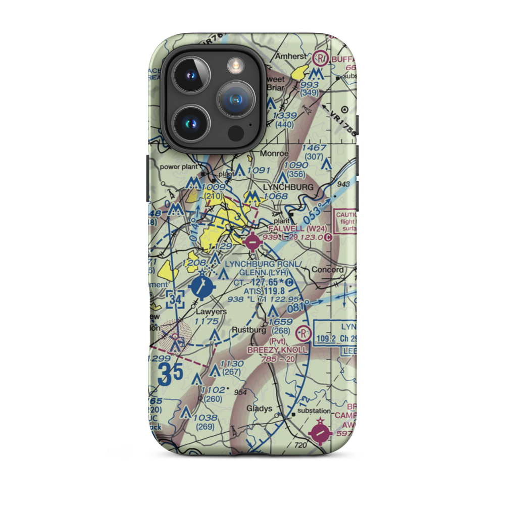 Falwell Airport (W24) VFR Sectional  Tough iPhone Case iPhone 16 Pro Max model shown