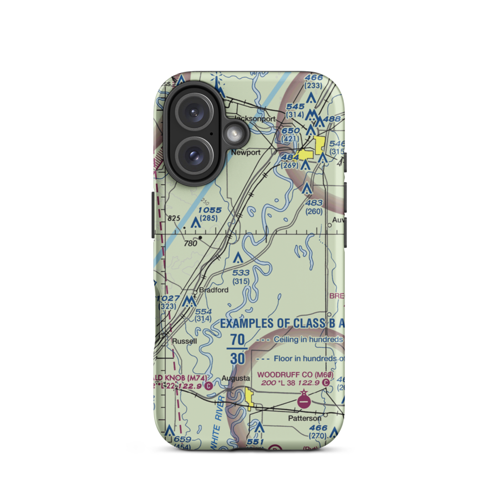 Falwell Freeway (FALF) VFR Sectional  Tough iPhone Case iPhone 16 model shown