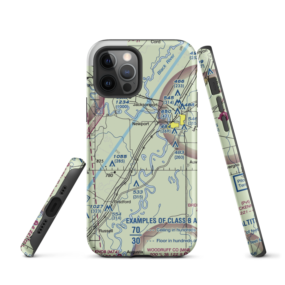 Falwell Railroad Field (FALRR) VFR Sectional  Tough iPhone Case iPhone 12 Pro model shown