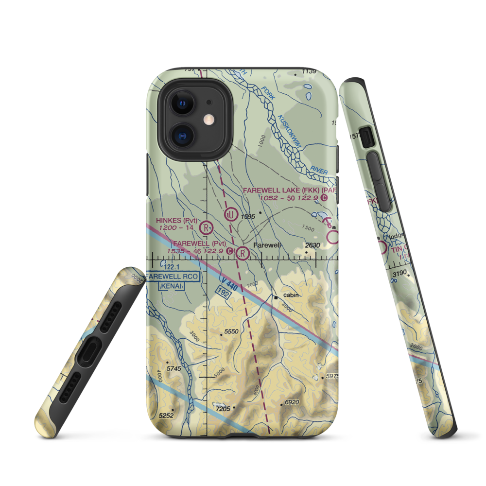 Farewell Airport (0AA4) VFR Sectional  Tough iPhone Case iPhone 11 model shown